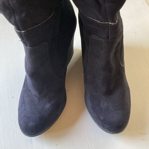 Zigi Soho Gabriel Faux Fur Fold Over Black Suede Wedge Ankle Boots Size 7.5 New - Picture 11 of 15
